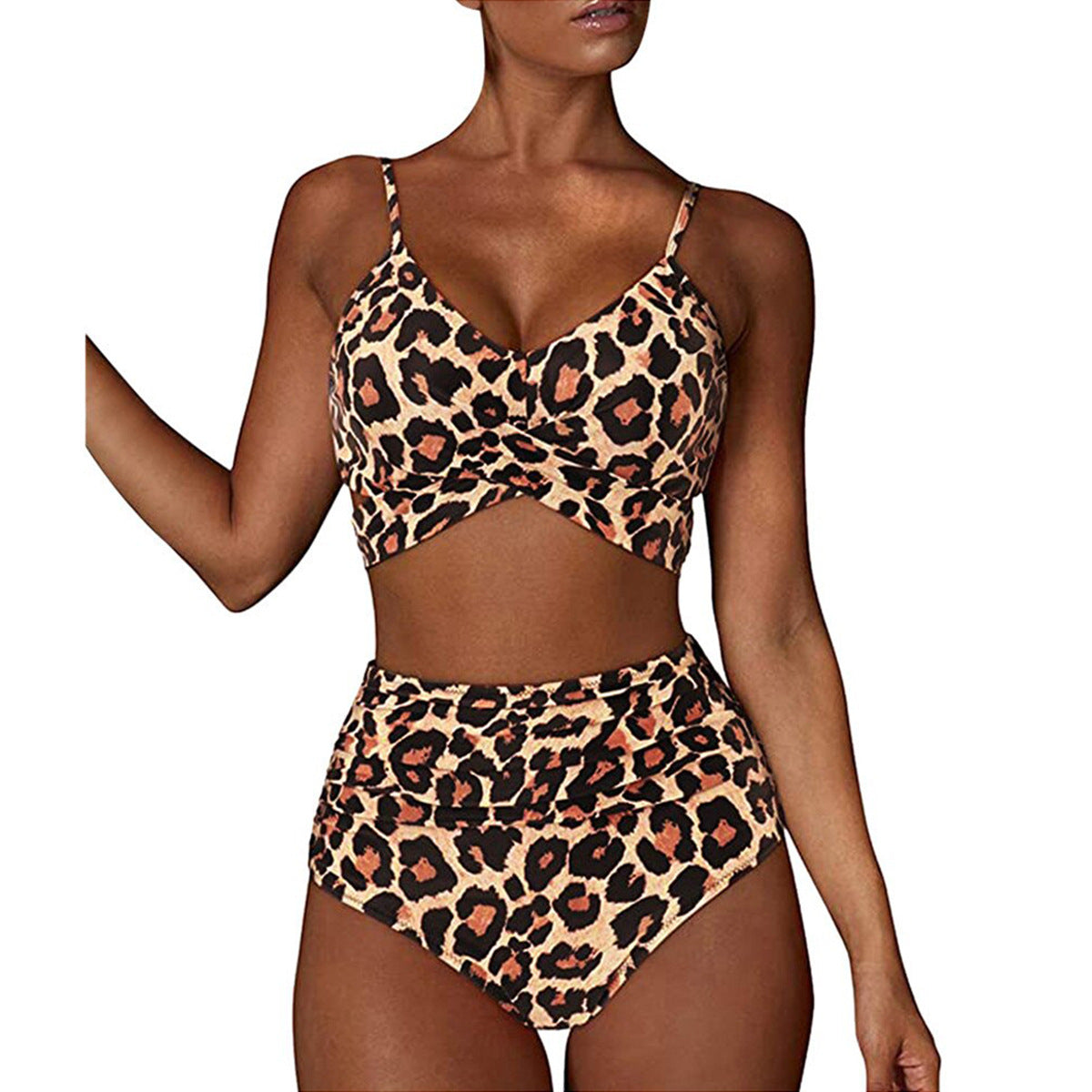 Cross-Back Leopard Swim Set