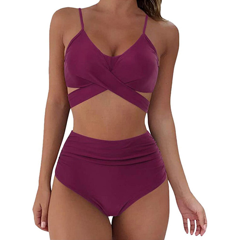 Cross-Back Leopard Swim Set