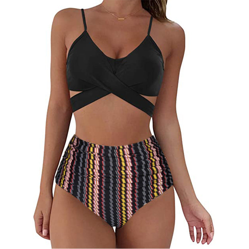 Cross-Back Leopard Swim Set