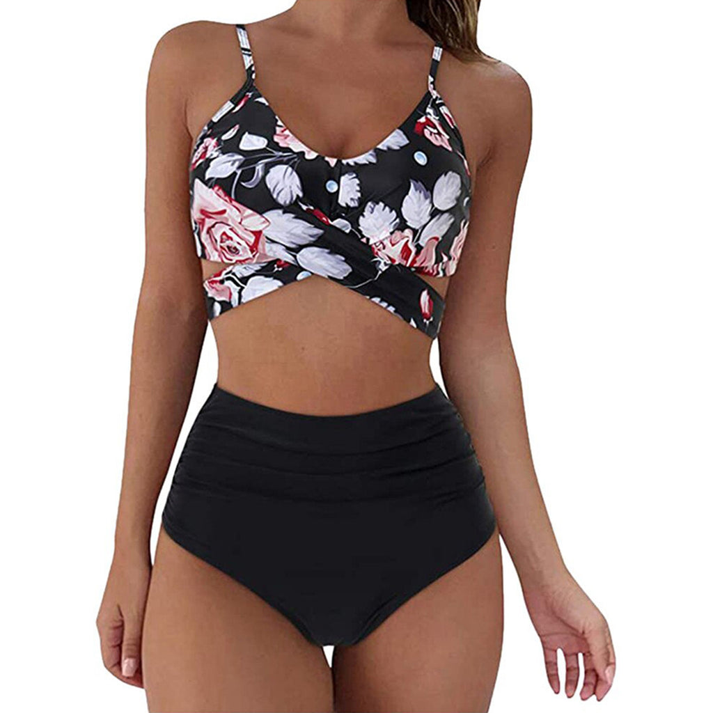 Cross-Back Leopard Swim Set