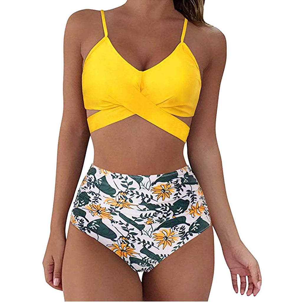 Cross-Back Leopard Swim Set