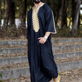 Traditional Men's Black Linen Robe