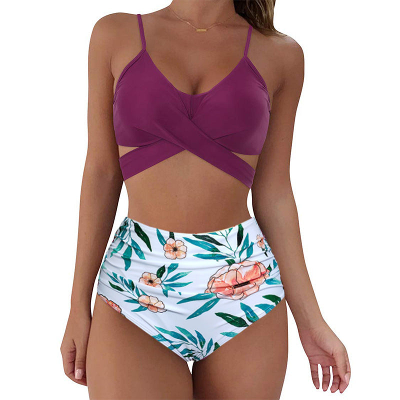 Cross-Back Leopard Swim Set