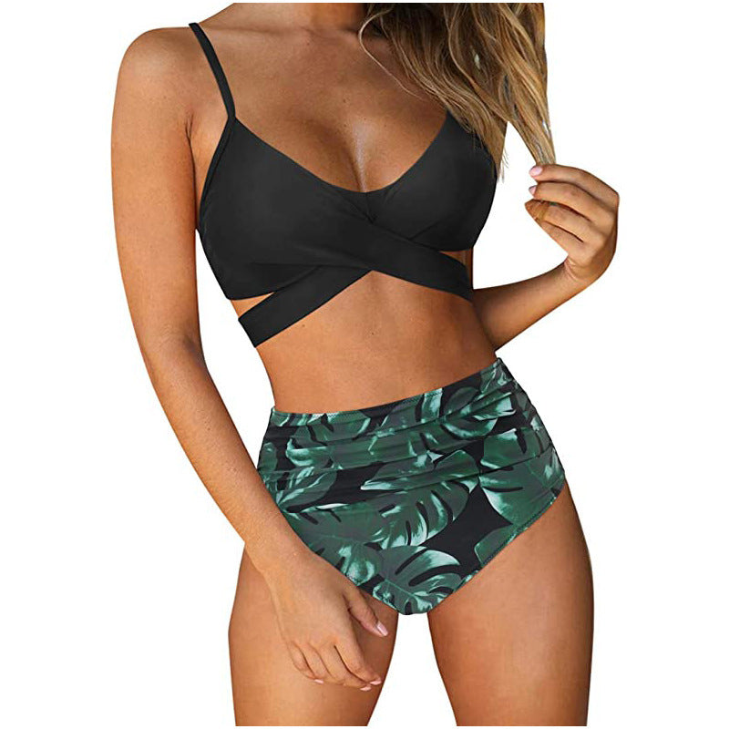 Cross-Back Leopard Swim Set