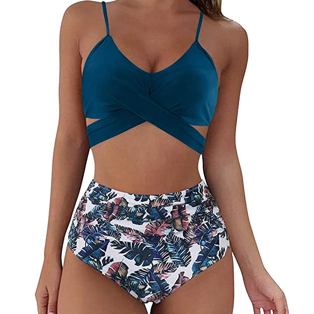 Cross-Back Leopard Swim Set