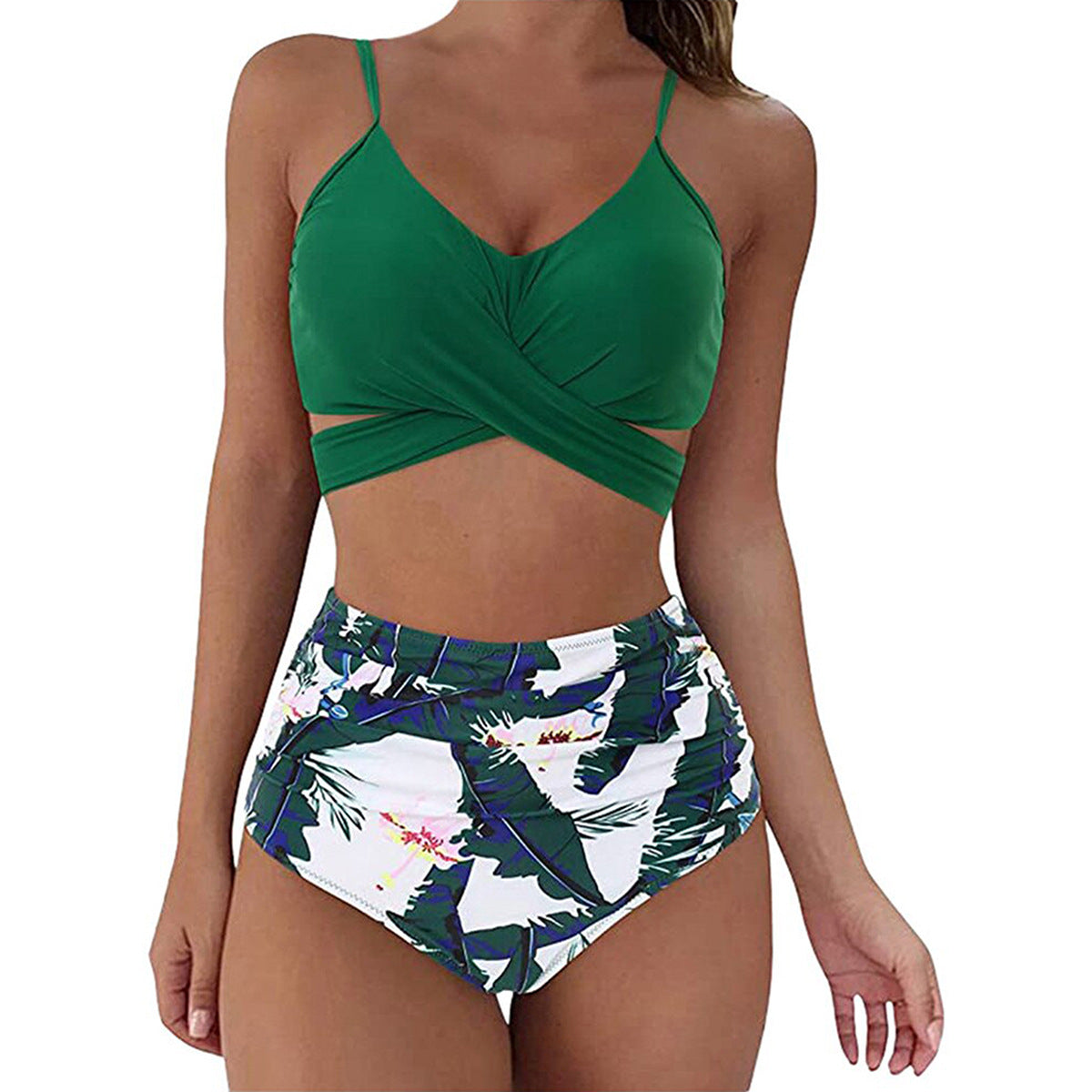 Cross-Back Leopard Swim Set